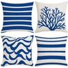 Морская полосатая коралловая льняная наволочка Домашняя диванная подушка Наволочка Украшение