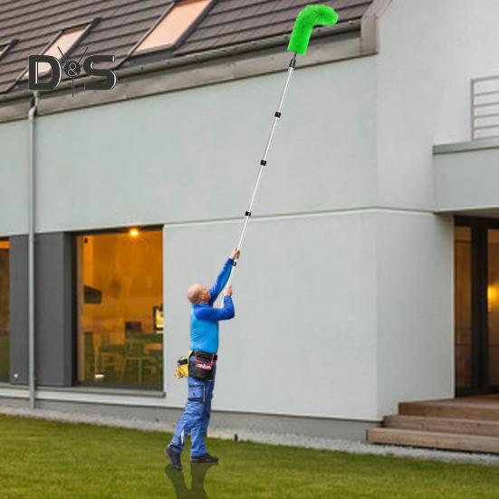 Телескопическая щетка для очистки водостоков Инструмент для очистки водостоков с 8 съемными телескопическими штангами и 2 чистящими щетками