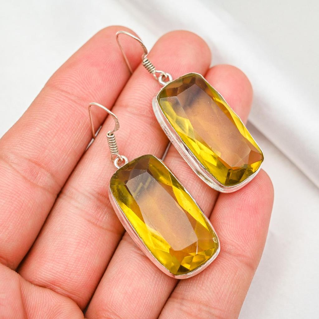 Серьги с цитрином, ювелирные изделия из стерлингового серебра 925 пробы с драгоценными камнями, серьги ручной работы, на День Благодарения