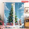 2 шт. 2D плоская печать С Рождеством Христовым Оконные шторы Милый кролик Рождественская елка Подарки Ткань Без электричества Праздничные шторы