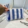 Large Capacity Striped Cosmetic Bag Waterproof Beach Storage Bag Fashion PVC Toiletry Bag  Women