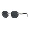 Frameless trimmed octagonal sunglasses men, retro metal temple outdoor driving sunglasses fashion glasses