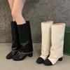 Round Head Color Matching Knight Boots Autumn 2025 New Temperament Thick Heel High Trousers Boots But Knee Boots Children