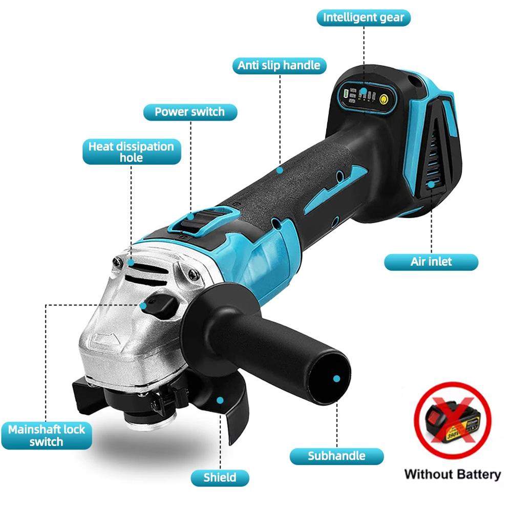 21 В 125 мм бесщеточная электрическая угловая шлифовальная машина для деревообработки, резки, полировки, беспроводной инструмент высокой мощности для аккумулятора Makita 18 В