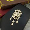 Women's Crystal Brooch Gold Color Round Flower Metal Brown Brooch Hijab Pins Bridal Jewelry