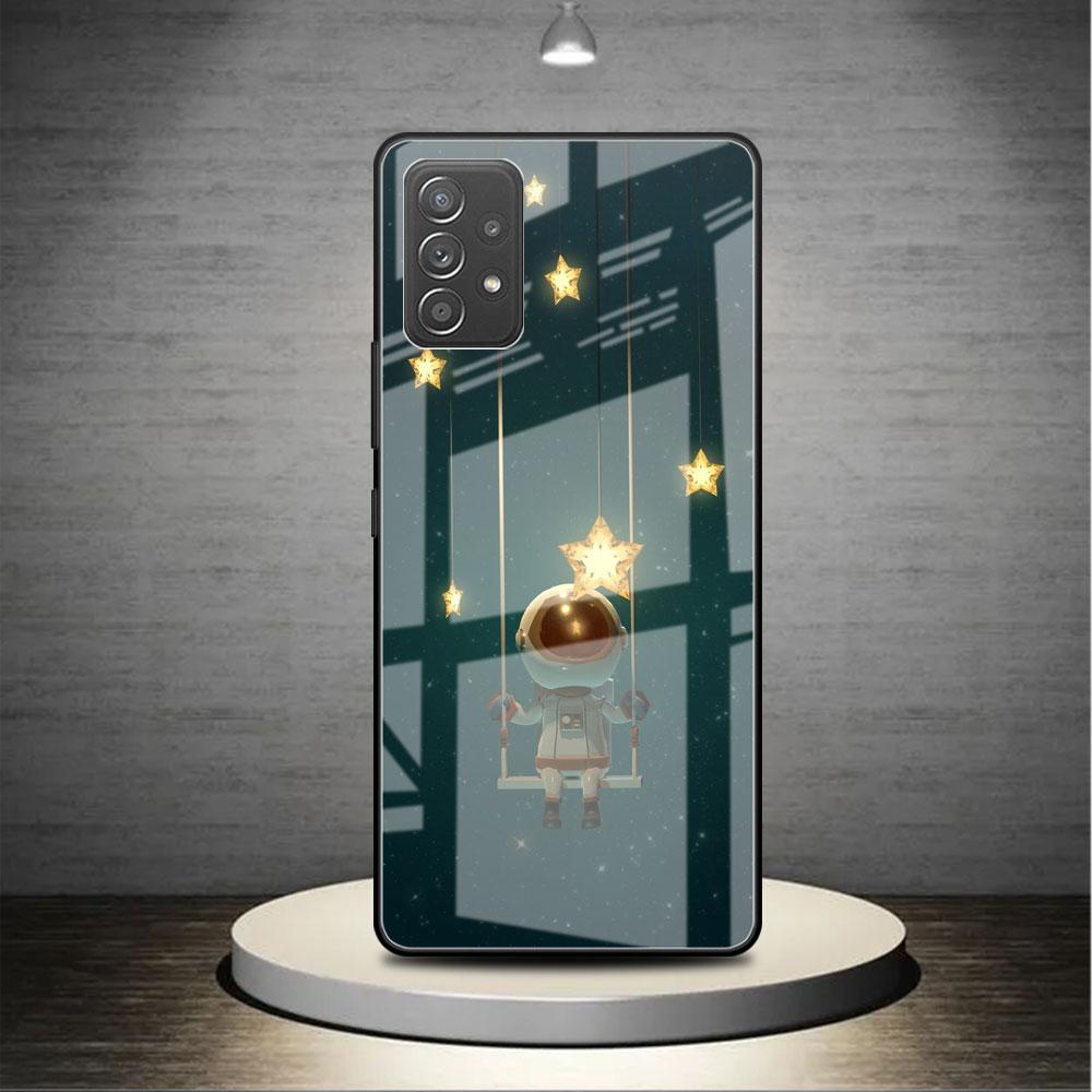 Стеклянный чехол для Samsung Galaxy A52 A71 A50 A51 A70 A21s A31 A72 A10 A12 A30 A22 5G чехол для телефона астронавт космический корабль
