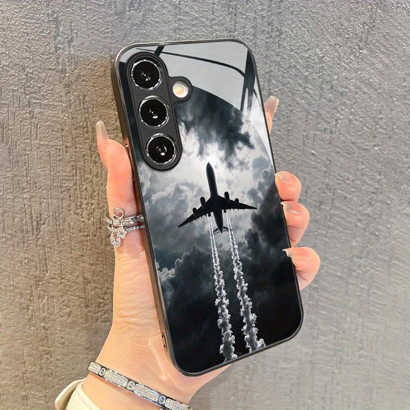 Модный стеклянный чехол для телефона с узором самолета, подходит для Samsung Galaxy S26 S25 S24 S23 S22 S20 FE Ultra Plus, противоударная задняя крышка