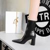 European and American Style Fashion Simple Sexy Thin Thick Heel Pointed Women's Short Boots