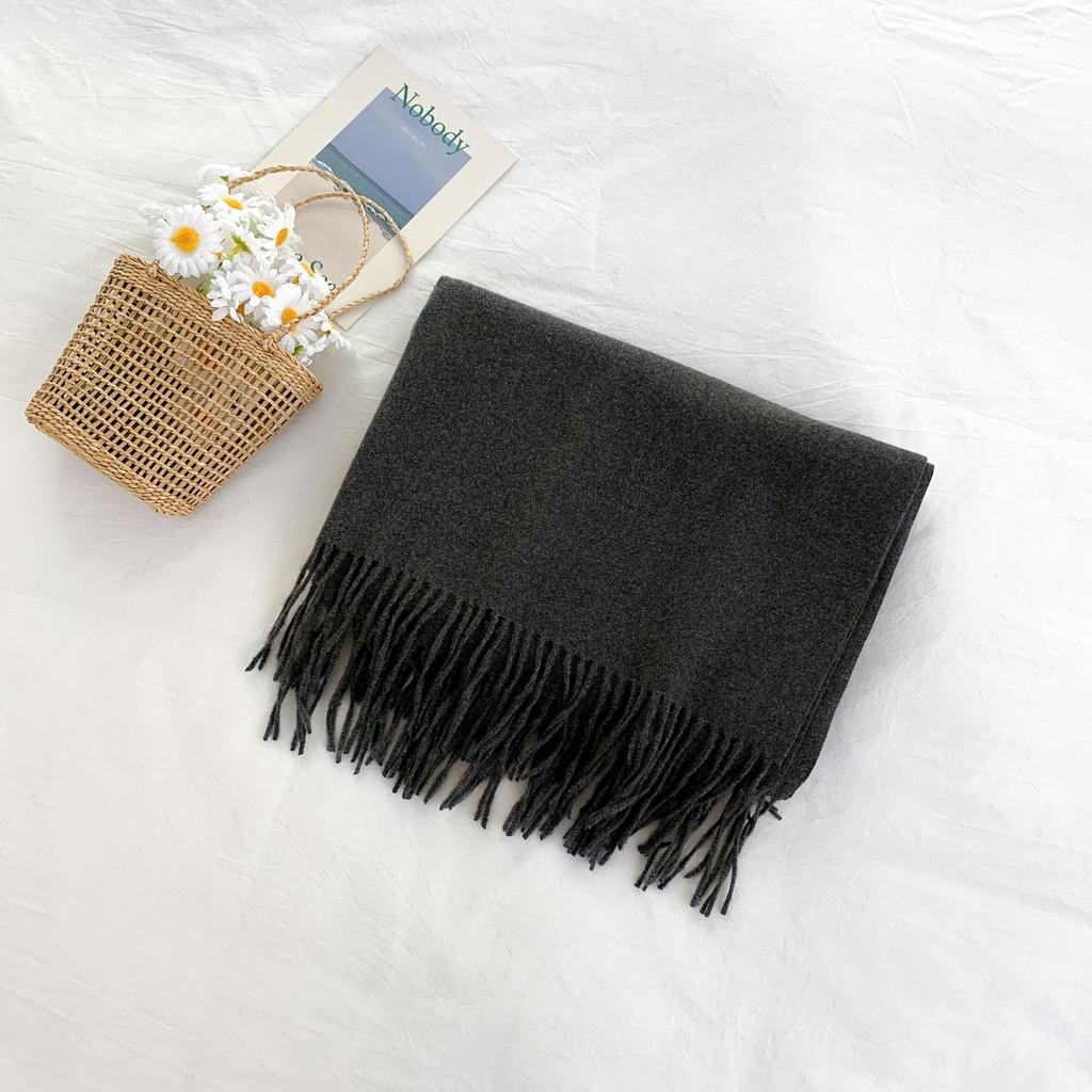 Cashmere Hand Feel Autumn And Winter Solid Color Scarf Women'S Thick Tassel Simple And Versatile Soft And Warm Imitation Cashmere Shawl