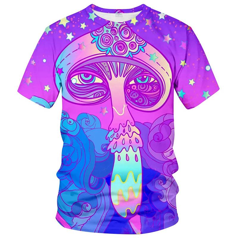 3D Printed Magic Mushroom T Shirt For Men Forest Elf Pattern Tees Casual Round Neck Breathable Comfortable Short Sleeve T-Shirts