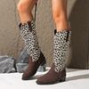 Fashion Fashion Leopard Print Design Long Tube Boots for Women 2025 Autumn New Pointed Head Comfortable Versatile Coarse Heel Long Boots