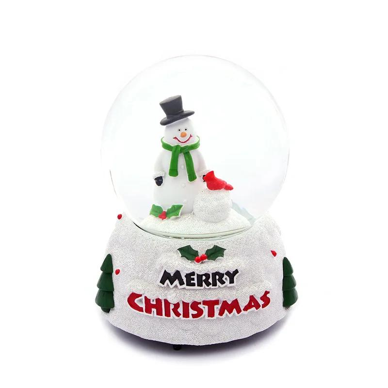 Cute Christmas Snow Globe Desktop Decor Creative Luminescence Snowman Statue Glass Crystal Ball Boys Girls Christmas Gift