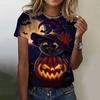 Женская футболка Halloween Funy Collection с 3D принтом, футболки с короткими рукавами и круглым вырезом, летучая мышь, конфеты, Y2k, уличная одежда для девочек, топы