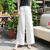 Womens Summer Pants Cotton Linen Waist Colors Wide Leg Trousers for Female Street Style