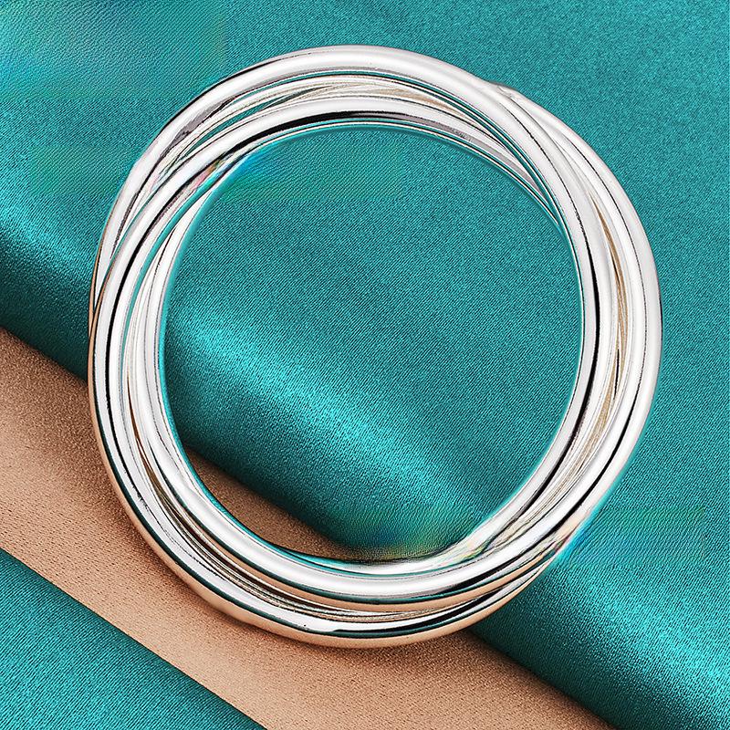 Женский серебряный браслет с тройным кругом: Ювелирные изделия из сплошных многокруговых элементов от West Lake Beauty