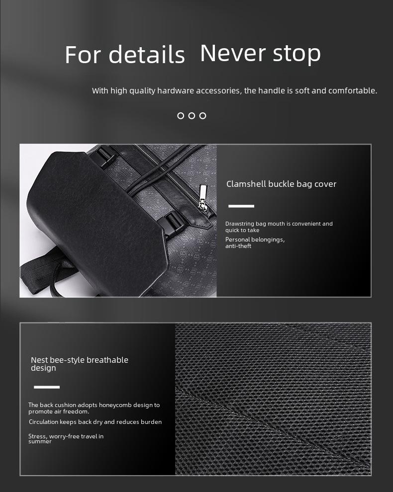 Модный мужской рюкзак из натуральной кожи с большой вместимостью для 15,6-дюймового ноутбука – модный печатный дизайн для школы и путешествий