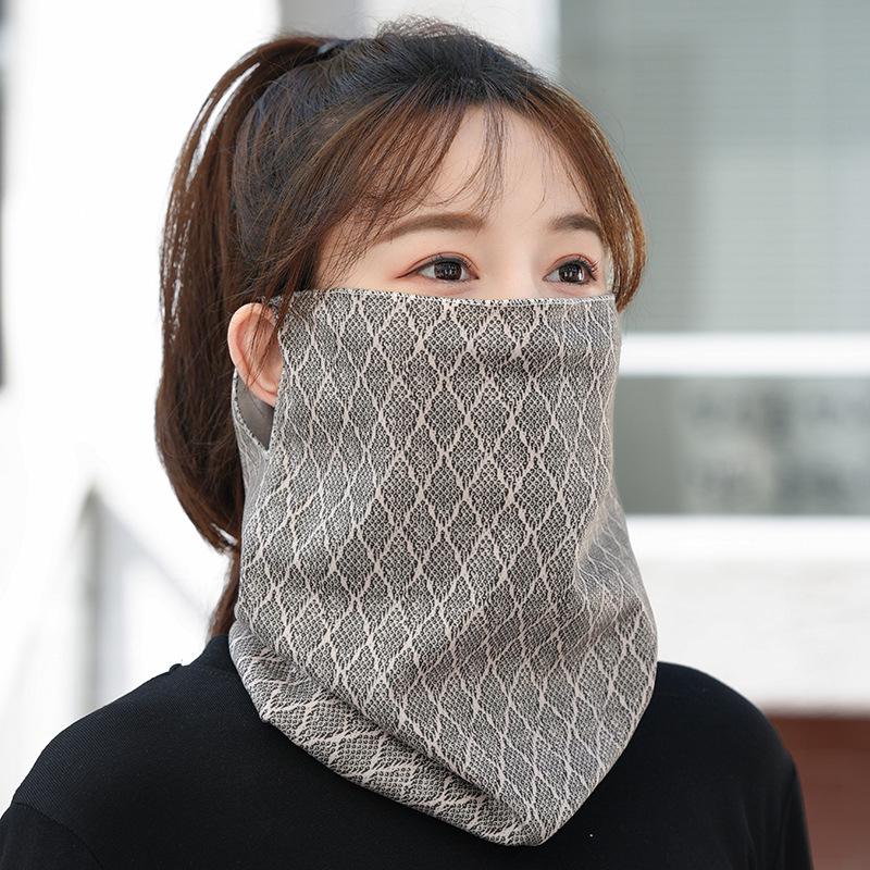 Women's Autumn & Winter Plush Face Mask Neck Protector: Windproof, Warm, and Versatile Scarf Set for Outdoor Cycling