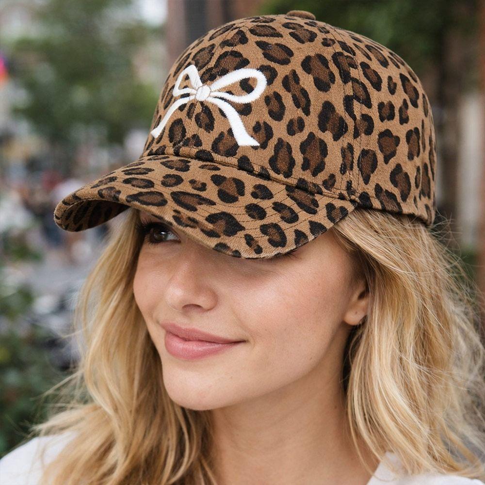 Fashion Leopard Print Baseball Cap Butterfly Adjustable Y2K Hat Embroidery Breathable Summer Cap