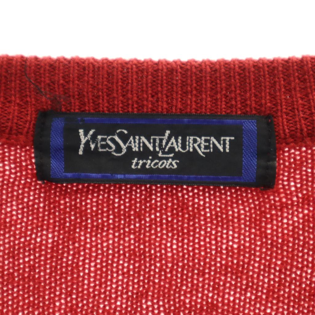 Yves Saint Laurent 90-е Старый Длинный рукав V-образный вырез Вязаный кардиган L Красный Женский Б/у