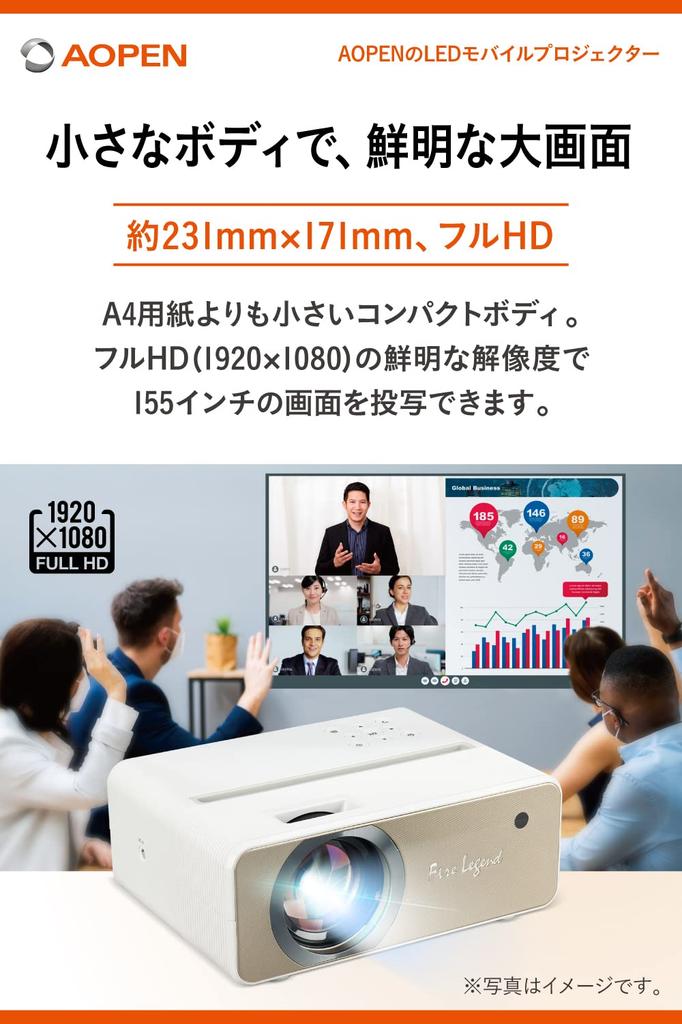 Портативный светодиодный проектор AOpen QF12 1920 x 1080 100 ANSI лм, ЖК, (1080p),