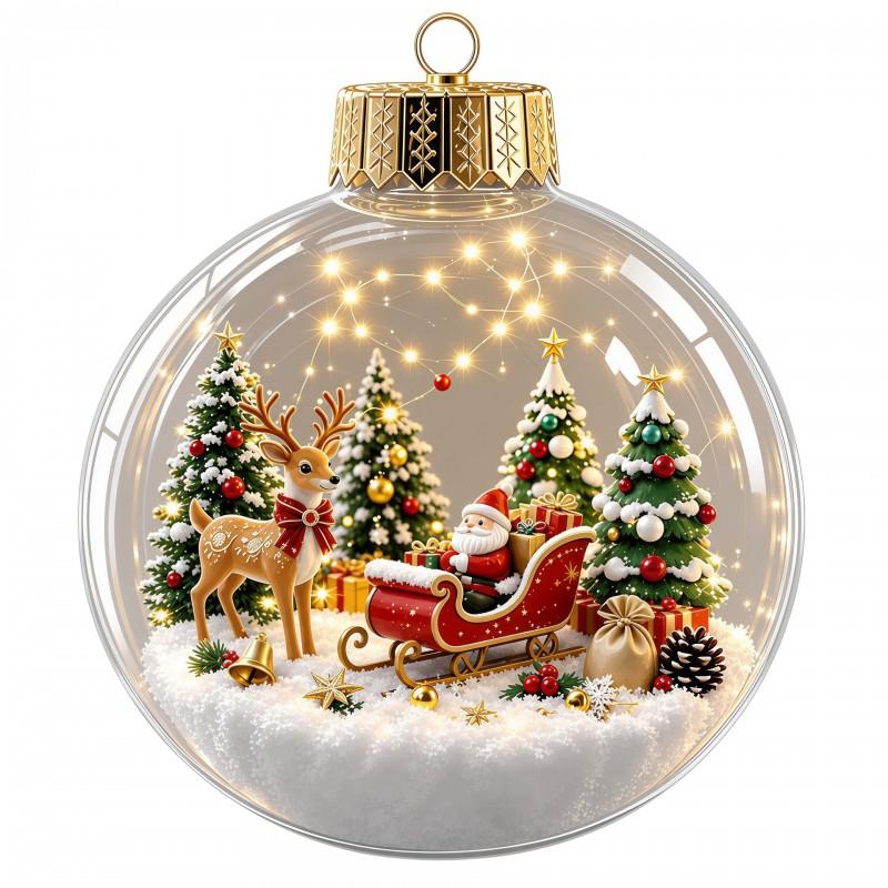LED Lighted Transparent Acrylic Christmas Ornament Ball Decor Tree Hanging Festive Home Decoration