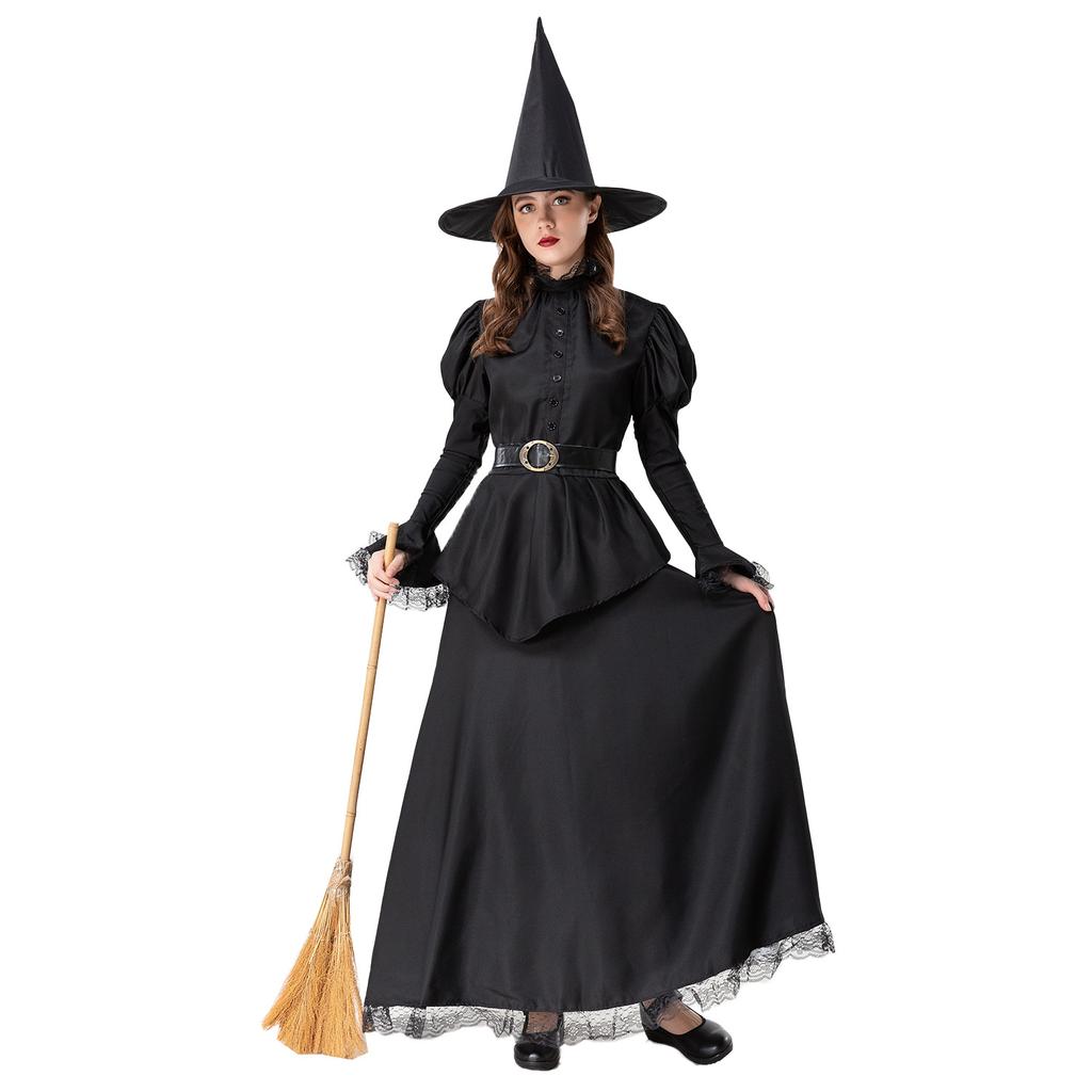 New Women's Halloween Dress Black Witch Witch Cosplay Costume Set