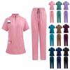 2Pcs Nurse Uniform Scrubs Set for Nurse Doctor Hospital Staff Jogger Suit with Multi Pocket Top Pants Stretchy Comfortable Workwear