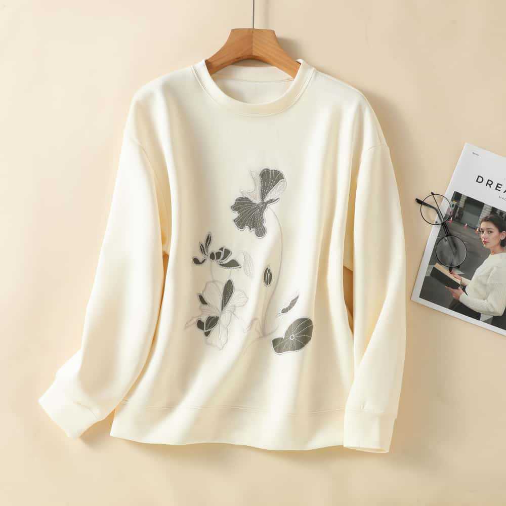 Embroidered Sweater Women's Autumn New Early Autumn Interior Casual Versatile Top
