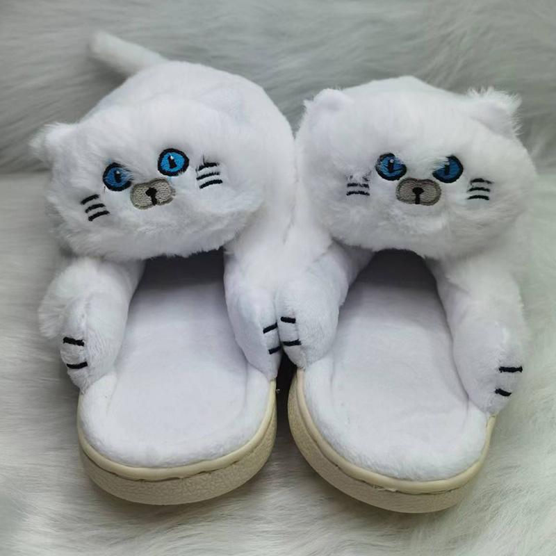 Designer Hug Cat Home Slippers Funny Fuzzy Shoes Slides Ladies Indoor Cuddly Slippers Cute Cat Slippers Black White Cut 2024 New