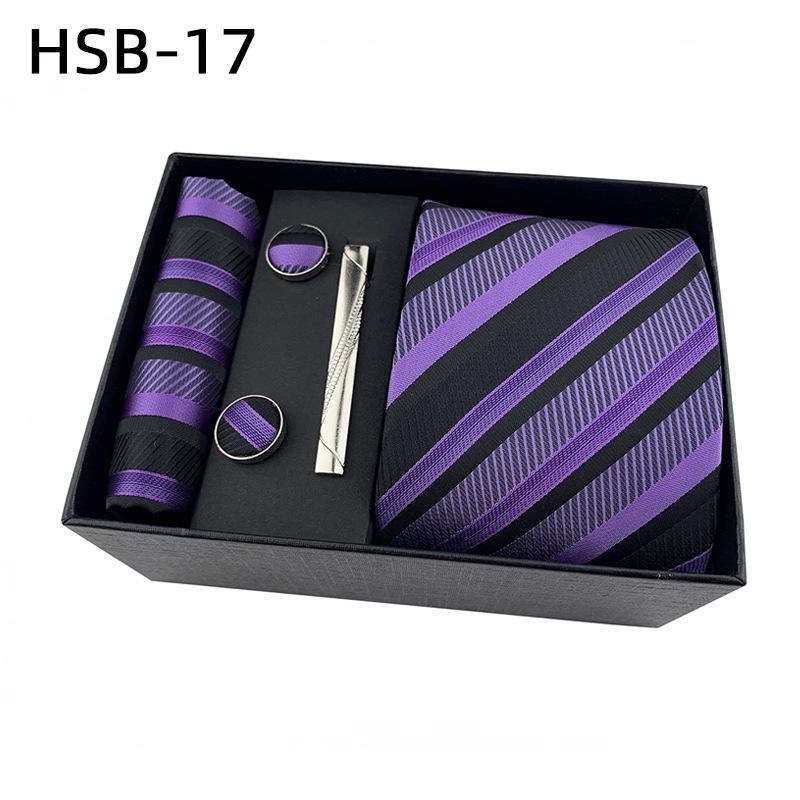 Подарочный набор мужских черных деловых галстуков: Полосатые и однотонные галстуки, нагрудный платок, зажим для галстука