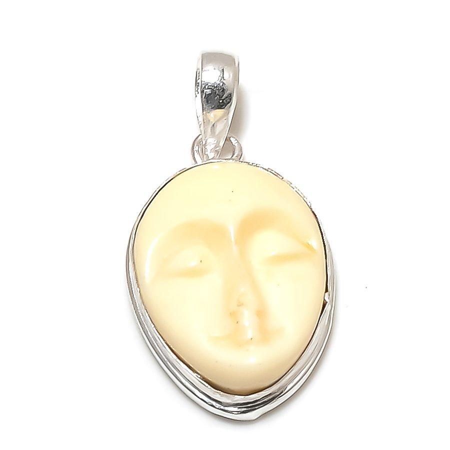 Подвеска из серебра 925 пробы с натуральным желтым бирюзовым камнем 1,58 дюйма s5V64