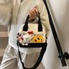 Cute Smiley Girl Handbag Hand Carry Out High Value Canvas Bag Korean Version Printed Trend Shoulder Messenger Bag