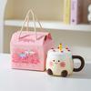 Creative Cartoon Cake Cup Birthday Gift Souvenir Ceramic Cup Cute Good Looking Water Cup with Lid Mug