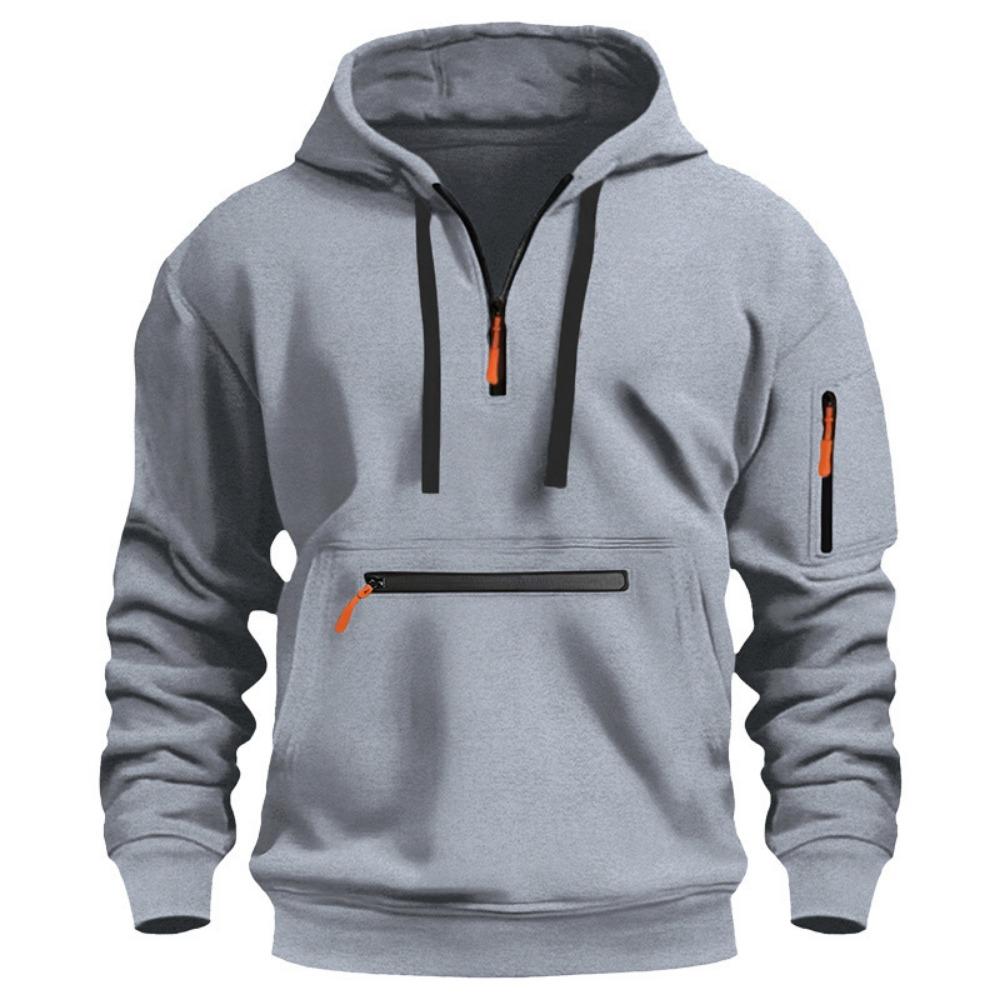 New Men's Sweatshirt Autumn and Winter Fleece Sweatshirt Loose Large Size Zipper Hoodie