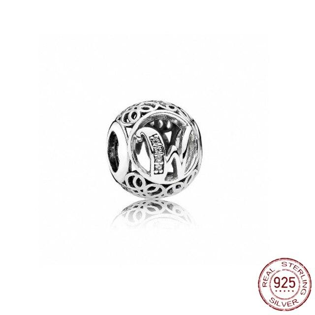 Браслет-подвеска из серебра 925 пробы с буквами AZ и буквами, бусины с именем для женщин, DIY кулон, изготовление ювелирных изделий