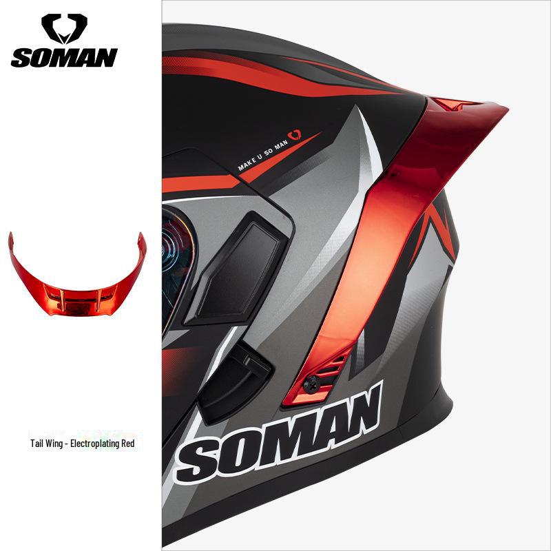 "SM955-S Motorcycle Helmet Tail Wing - Stylish, Unisex Accessory for All-Season Riding"