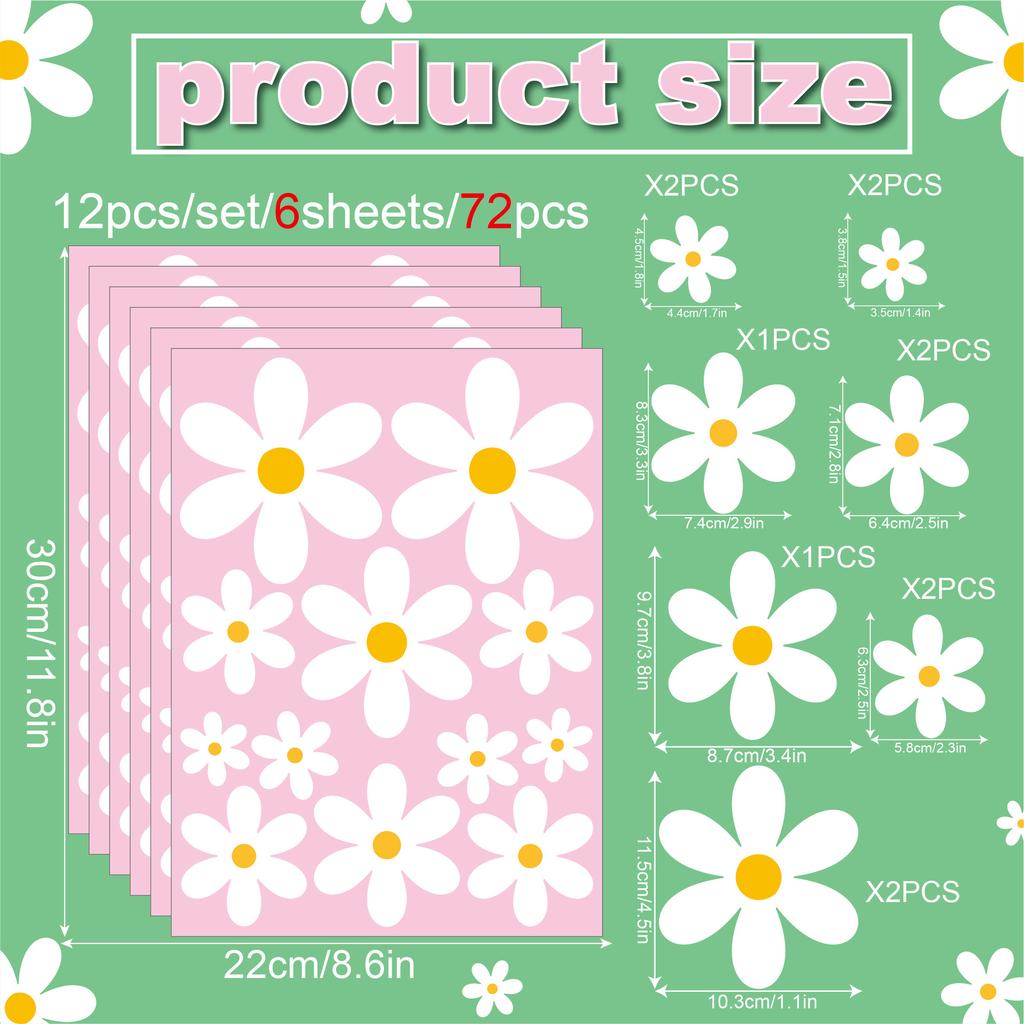 Белая ромашка цветок наклейка на окно весна дом гостиная стеклянное окно дверь украшение водонепроницаемая электростатическая наклейка на стекло
