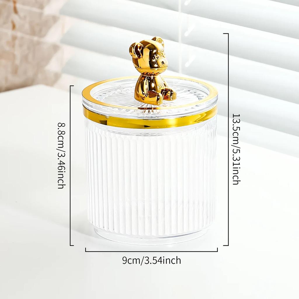 Милый медведь, держатель для ватного диска, стержень для ватной палочки, коробка для хранения косметики, ювелирных изделий, контейнер для макияжа для ванной, органайзер для помады, коробка