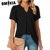 Women's Fashion Casual Summer Solid Color Print Short Sleeve V-Neck Blouses & Shirts