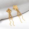 Joolim 18K Gold Plated  Waterproof Fashion Elegant Sweety Flower Tassel Chain Hoop Earring Stainless Steel Jewelry
