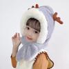 Зимние детские шапки для мальчиков и девочек шарфы интегрированные плюшевые шапки милые детские рожки флисовые шапки с ушками прилив