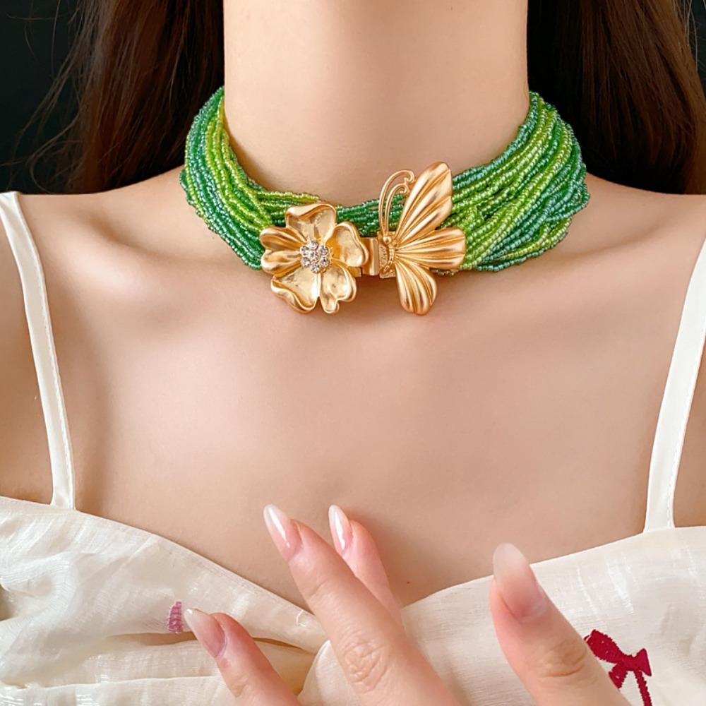 Waist Chain Flower Butterfly Jewelry Rhinestone Exaggerated Choker  Jewelry Gifts