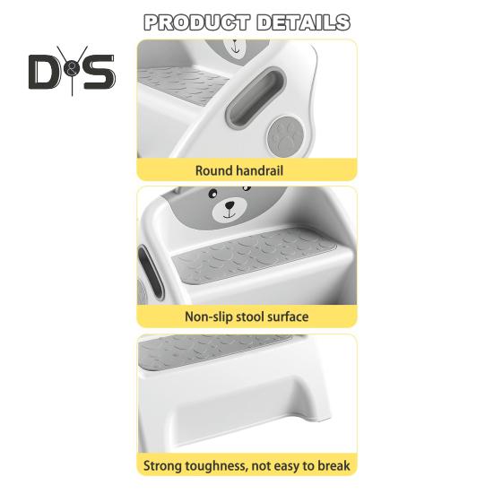 Детская складная лестница-стремянка для ванной комнаты, приучение к горшку, противоскользящая, безопасность малышей, 2 шага, установка-подставка для ног для горшка для детей, способствующая независимости