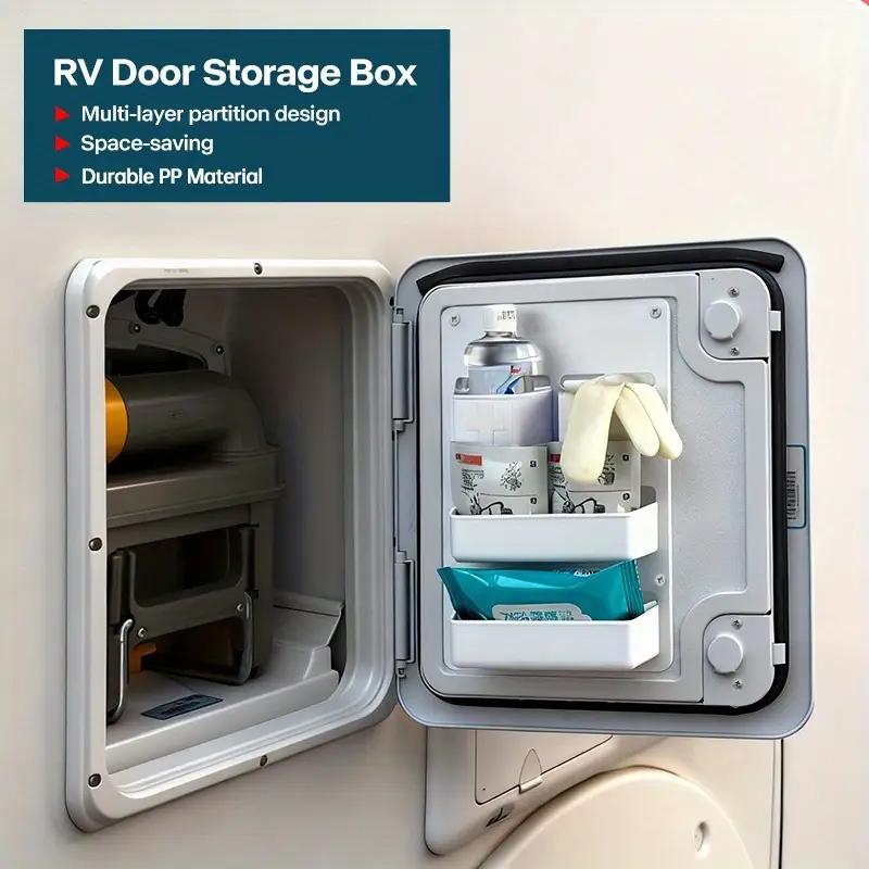 1PC RV Motorhome Caravan Toilet Compartment Door Storage Pocket for Kassett Shelf Box White Car AccessoriesGood product