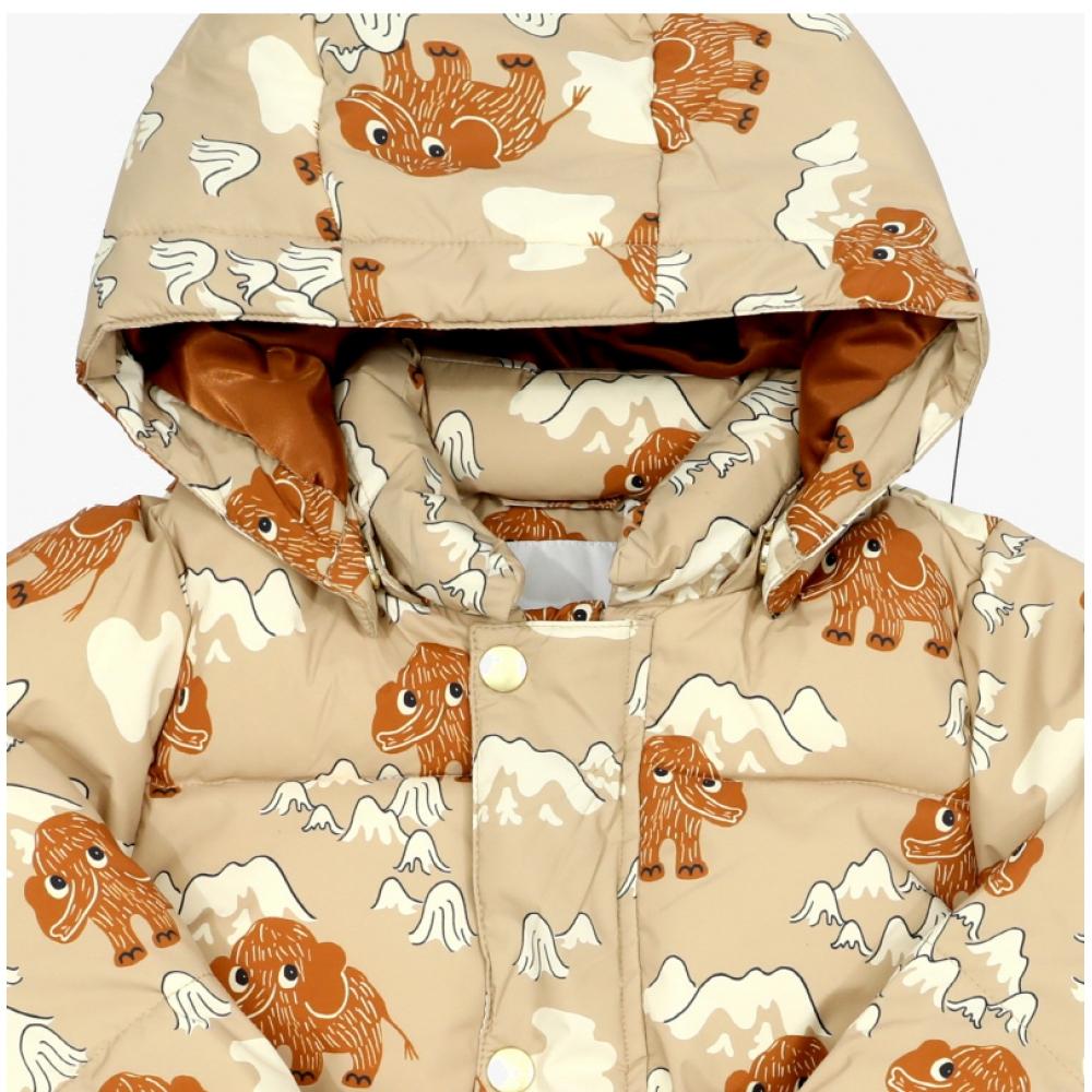 Mini Rodini Kids Jacket Hooded Puffer Mammoths Aop 2571011413