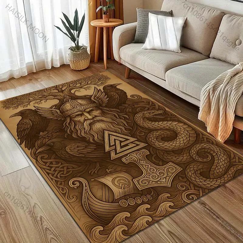 3D Retro Viking Print Carpet for Bedroom Living Room Bedside Sofa Floor Mat Modern Home Decor Area Rug Multi Size Fast Arrive