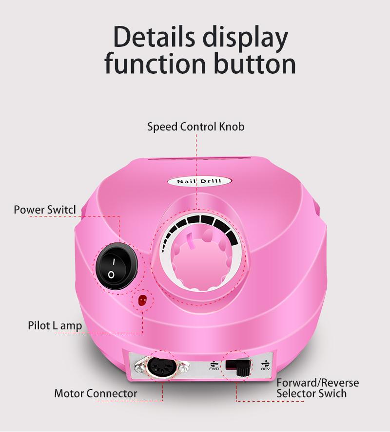 Электрическая дрель для ногтей, 35000 об/мин, профессиональная маникюрная машина, набор шлифовальных машинок для ногтей, сверло для ногтей, портативное оборудование для полировки маникюрного салона