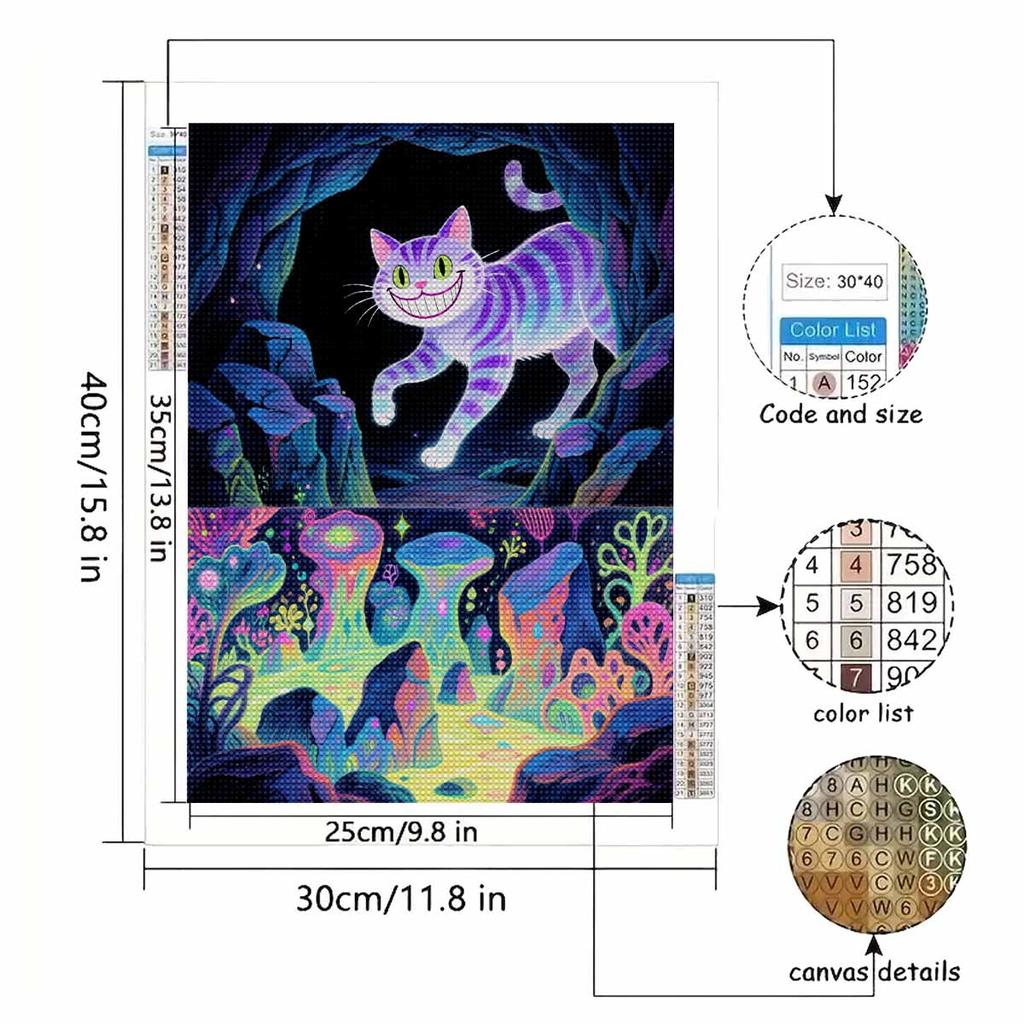 Diamond Mosaic Colorful Diamond Painting Alice In Wonderland Full Round Embroidery Cartoon Creative Hobbies Wall Decor