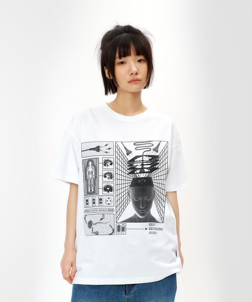 LAUGHER Charging Human T-Shirt - White
