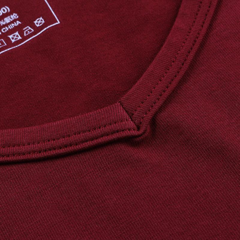 Комплект мужского хлопкового термобелья для молодежи – тонкий, облегающий, с V-образным вырезом, низким воротником, осенняя рубашка и брюки.